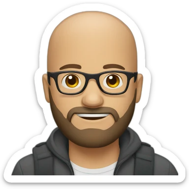 bald man with beard and glasses sticker