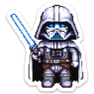 Oreo cookie wearing Darth Vader costume with helmet and lightsaber sticker