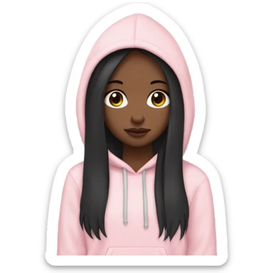 Light skin black girl with long black straight hair wearing pale pink hoodie face palm  sticker