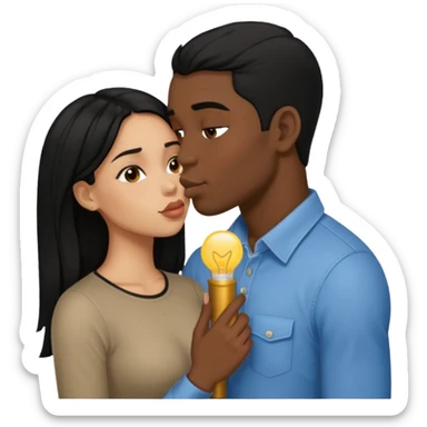 ligh skin black hair man kissing ligh skin black hair woman sticker