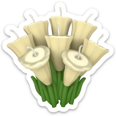 Bouquet of candle flowers in a Bouquet with wicks sticking up from it sticker
