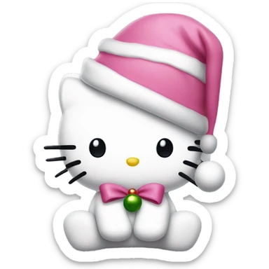 Hello kitty with pink christmas hat sticker