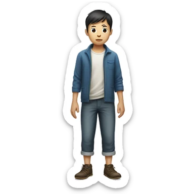 Chinese boy with question , full body sticker