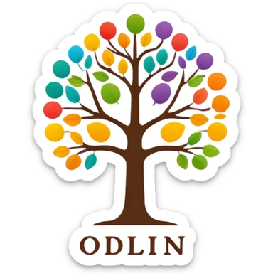 family genealogy logo using the name Odlin and multiple colors. sticker