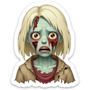 make a zombie girl with a droopy ruined mouth sticker