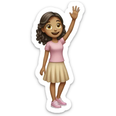 girl waving goodbye sticker
