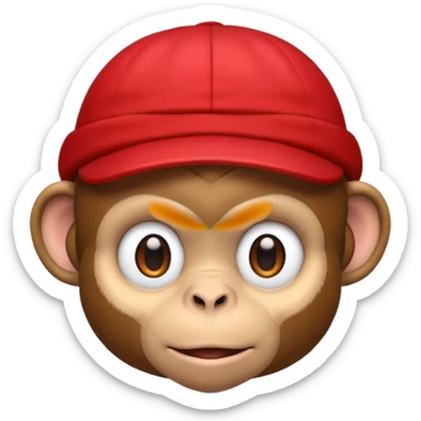Macaco de camisa branca e boné vermelho  sticker
