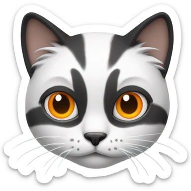 A cat is black and white also have a fluffy face with orange eyes sticker