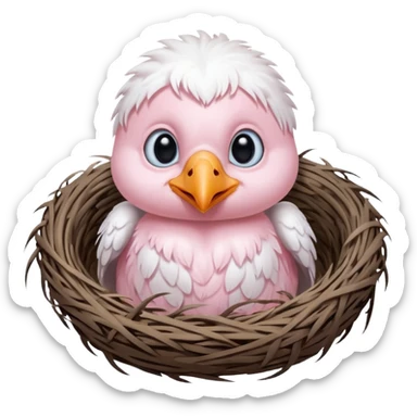 albino baby crow in nest sticker