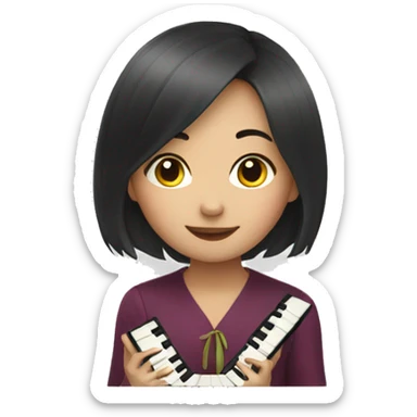 Asian girl playing piano sticker