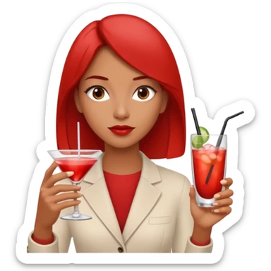 I want a intense red girl with an iqos in one hand and a cocktail in the other sticker