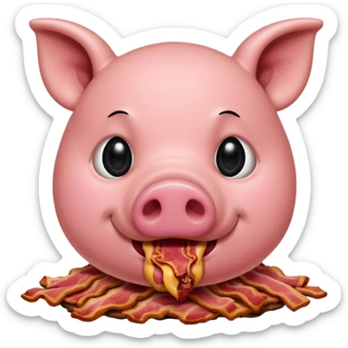 Pig eating bacon sticker
