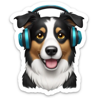 Border collie with headphones sticker