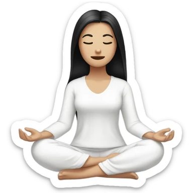 teen white girl with black hair meditating sticker
