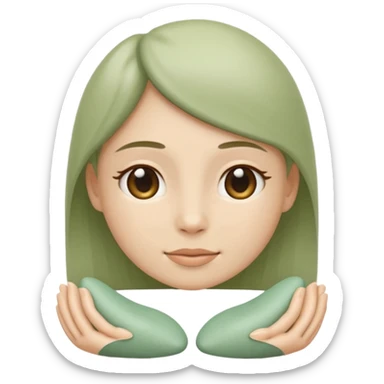 Minimal wellness emoji representing tighter skin and firmness,
subtle lifting effect, smooth contours, calm and natural,
no beauty or cosmetic symbols, soft sage green color palette sticker