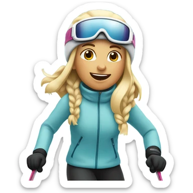 Blonde girl on skis sticker