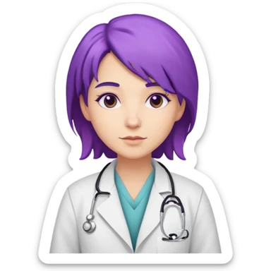 purple haired doctor sticker
