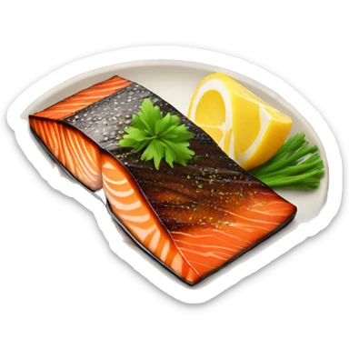 Browned cooked teriyaki salmon  sticker