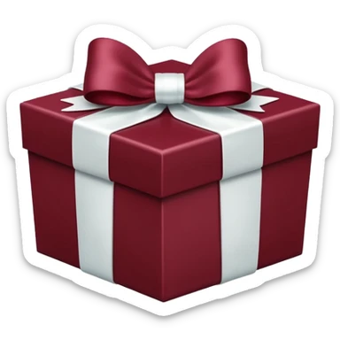 Maroon gift box with white bow sticker