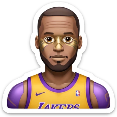 Lebron James as a half robot/cyborg AI but still keep lakers and make him look friendly sticker