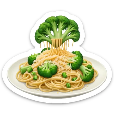 Broccoli and bread crumbs over spaghetti  sticker