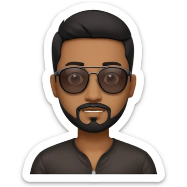 Indian man with  black hair and Goatee and black sunglasses sticker