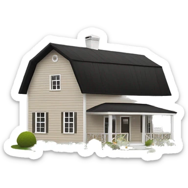 ￼ taupe colored farm house with black trim ￼ ￼ sticker