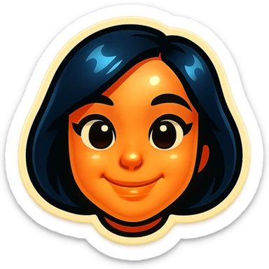Create a clean, bright, cartoon-style Telegram sticker face of a girl with expressive eyes and a smile, no neck, no outlines, transparent background. Suitable for a Telegram bot profile. sticker