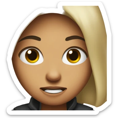 Do a a super cute baddie doing a disturbed face  sticker