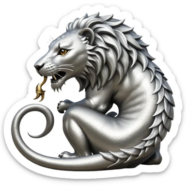 Silver Elder Scrolls Online Lion eating its tail Ouroboro sticker