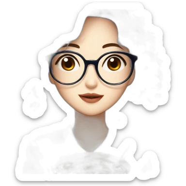 A girl with wave hair and glasses who livres k-drama eating a ramen with hashi sticker