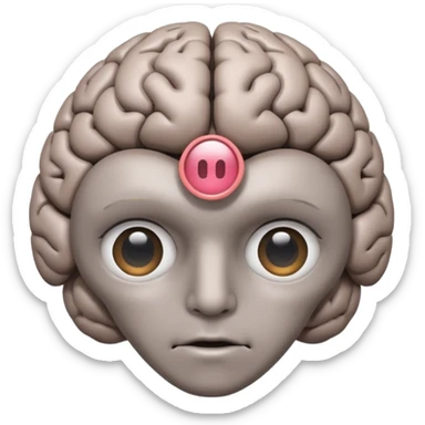 personified brain with lens sticker