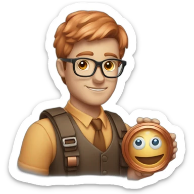Nerd emoji holding copper giy named cooper sticker