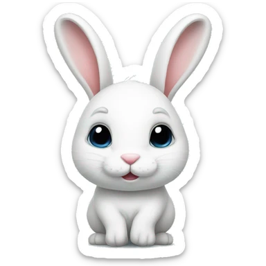 Cute little White bunny with a question mark above her bunny head sticker