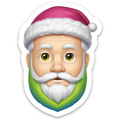 Un père noël avec une barbe jaune, verte, bleu et rose sticker
