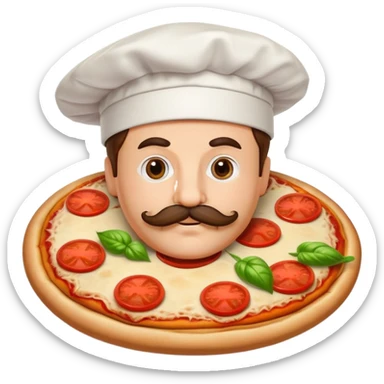 Italian pizza with chef hat and mustache sticker