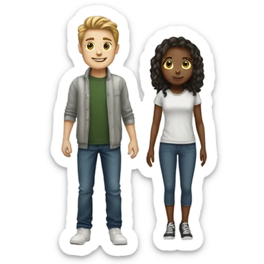 Generate an emoji of two white friends boy and girl standing sticker