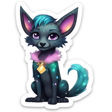 Cool cute Kawaii edgy fantasy animal sparkle fursona Fionbri creature by griffsnuff & LiLaiRa & Falvie full body sticker