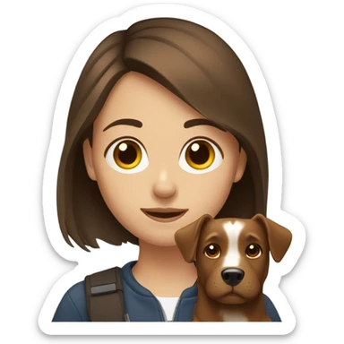 A girl with brown hair and her dog sticker