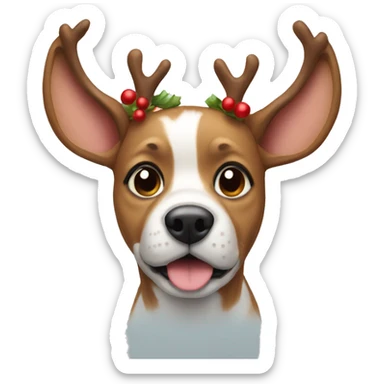 Christmas dog with deer ears sticker