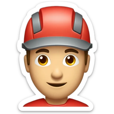 Industrial professional mechanical assembler working on the assembly of heavy machinery with a red outfit sticker