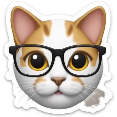 cat with glasses and paper sticker