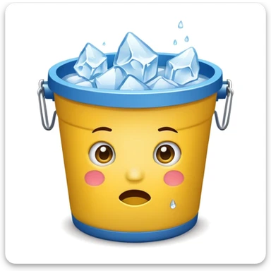 bucket of ice water dumped on emoji face sticker