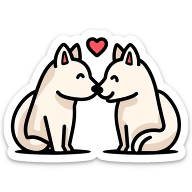 couple of white wolves in love sticker