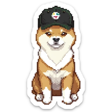 Shiba Inu in a black cap sticker