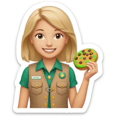 white girl scout selling cookie at Wendy’s big sticker