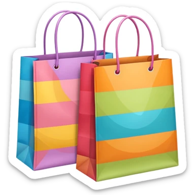 2 aesthetic shopping bag with pattern sticker