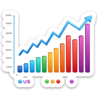 A sales graph with a line chart sticker