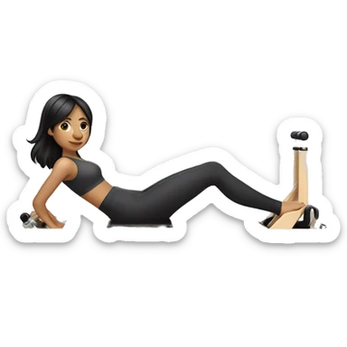 Girl with black hair doing Pilates on reformer machine sticker