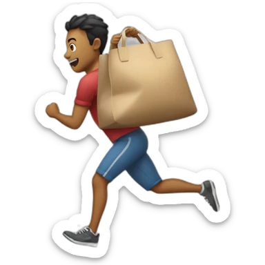 Running away with a bag sticker